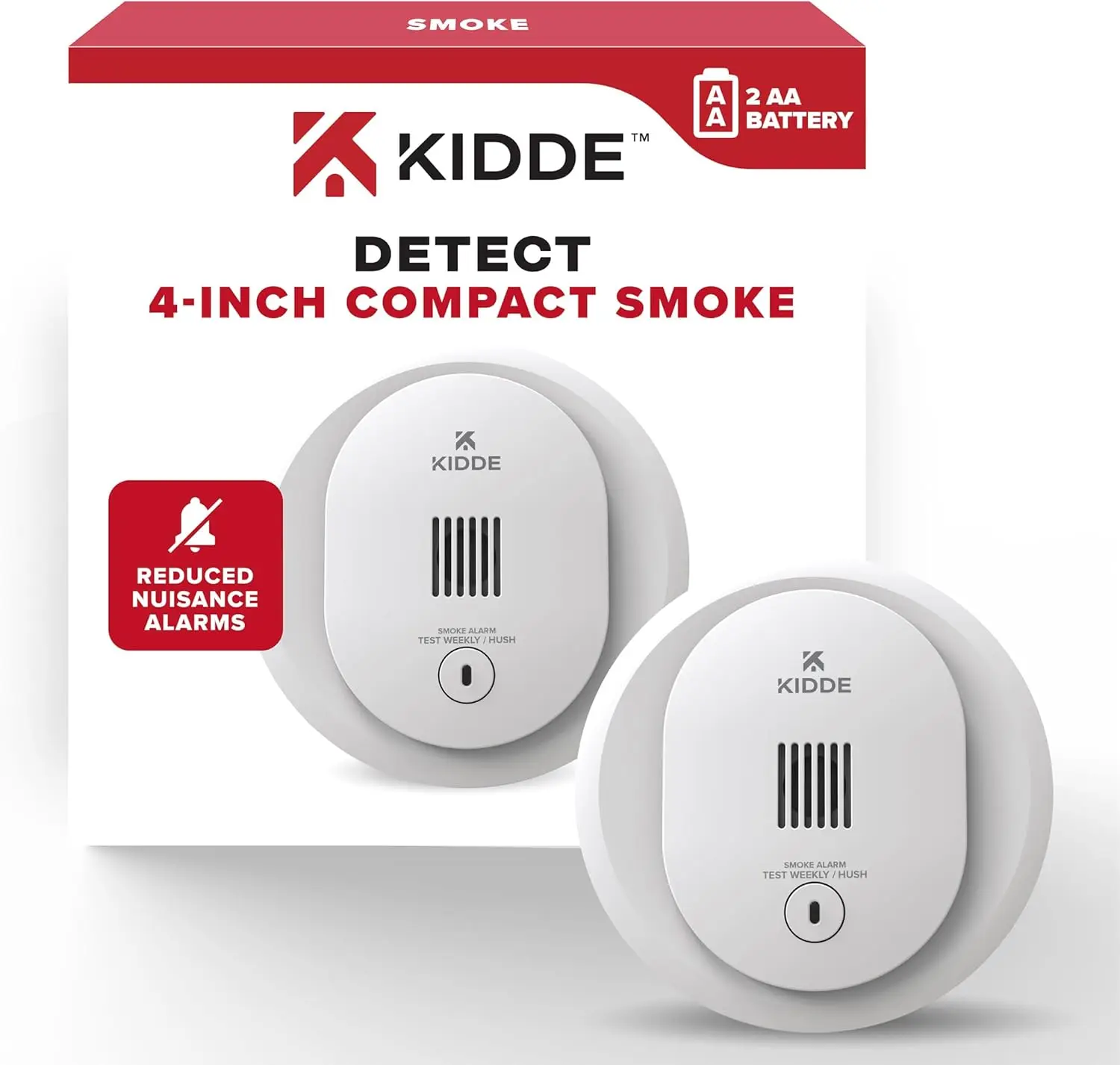 

Compact 4-Inch Smoke Detector with AA Battery Power, Easy Installation for Home Safety