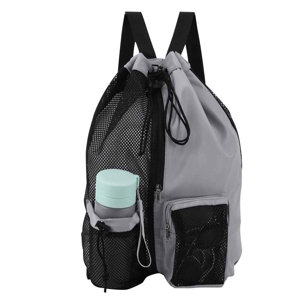 

Basketball Bag Drawstring Beach Storage Backpacks with Wet Pockets Thickened Mesh Lightweight Comfortable for Training Equipment