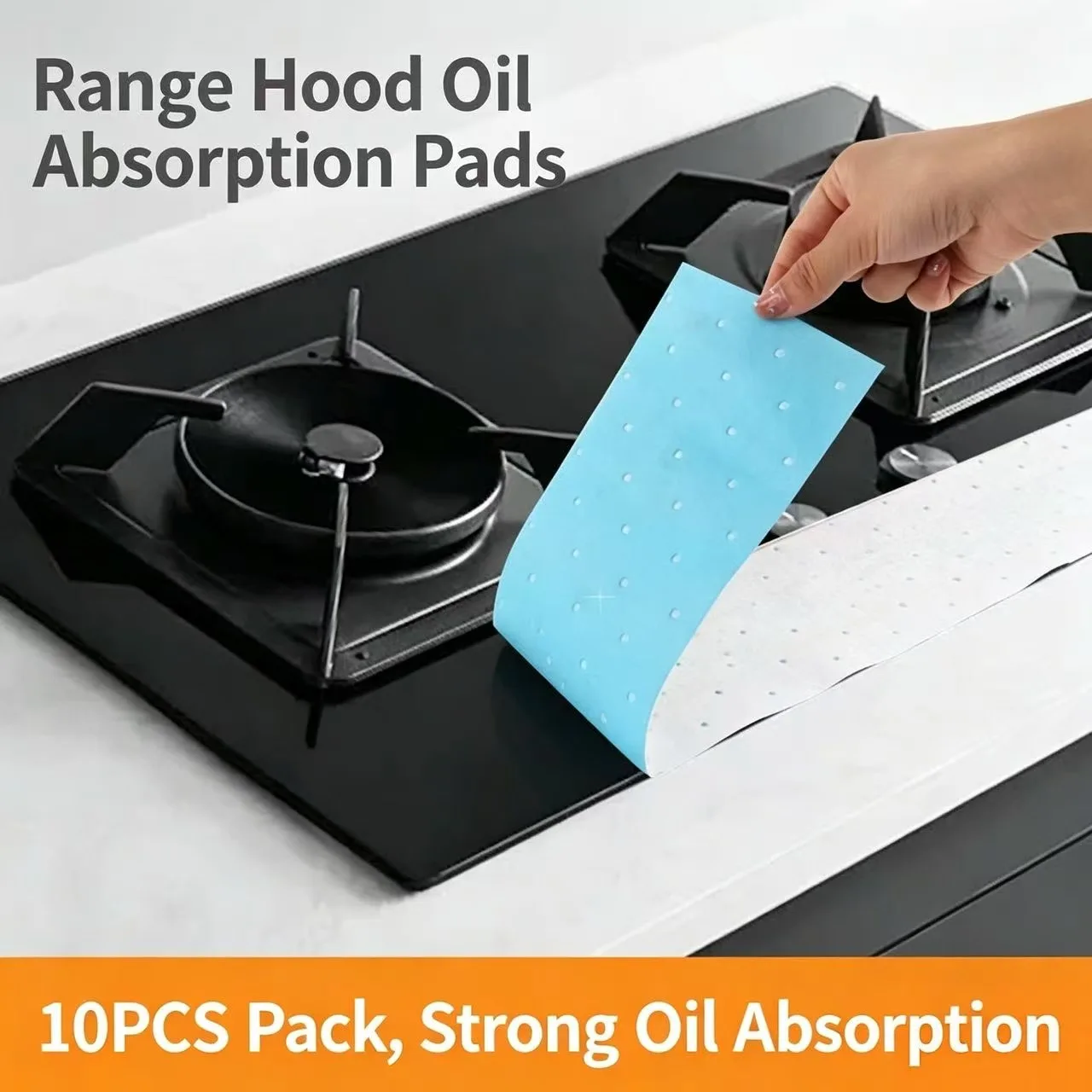 Disposable Range Hood Oil Absorbent Pads 10PCS Thickened Anti‑Leakage Cuttable Oil Tray Liner Kitchen Cooker Hood Accessories