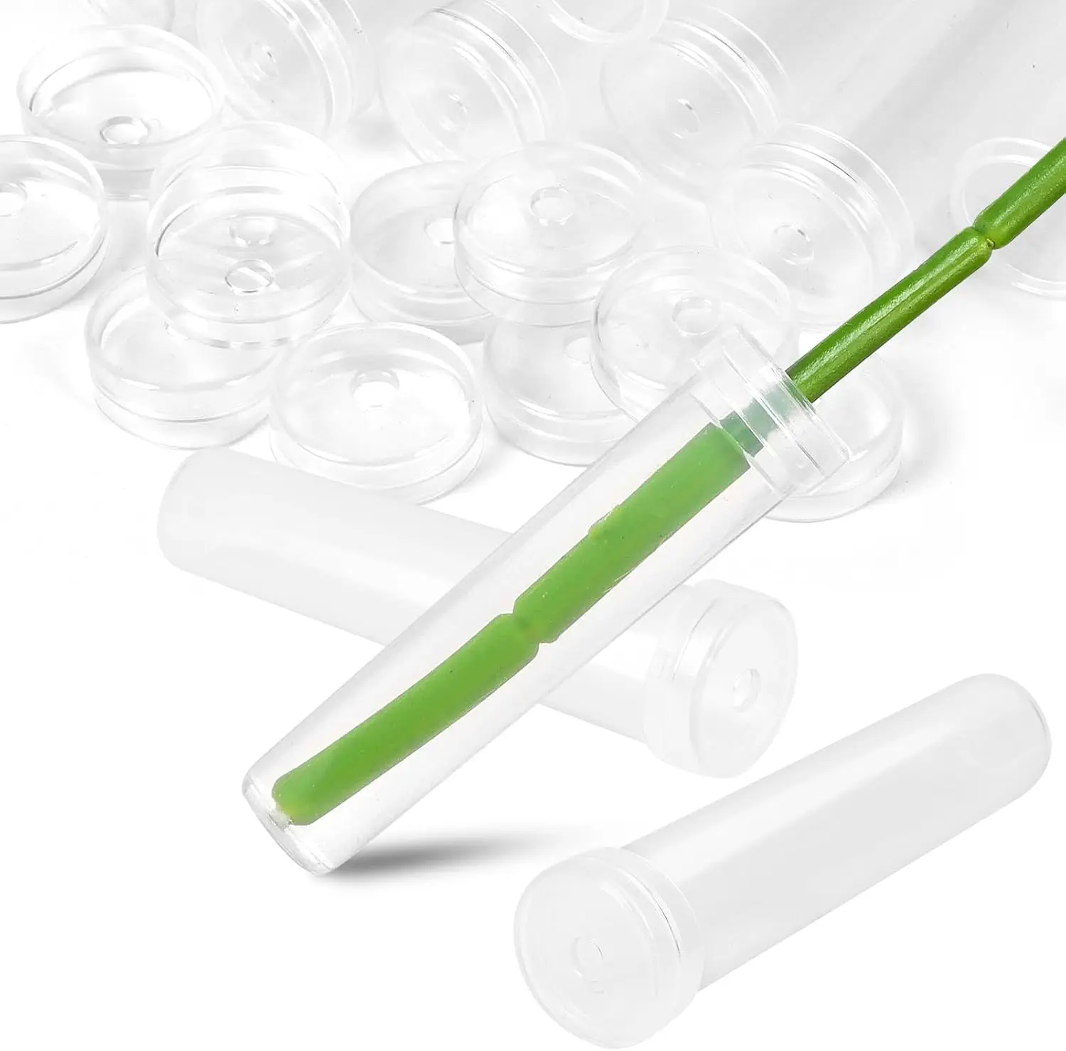 30 Pcs Floral Water Tubes with Caps Clear Single Plastic Flower Tube Vials for Single Stem Bouquet Roses Buds Making Florist