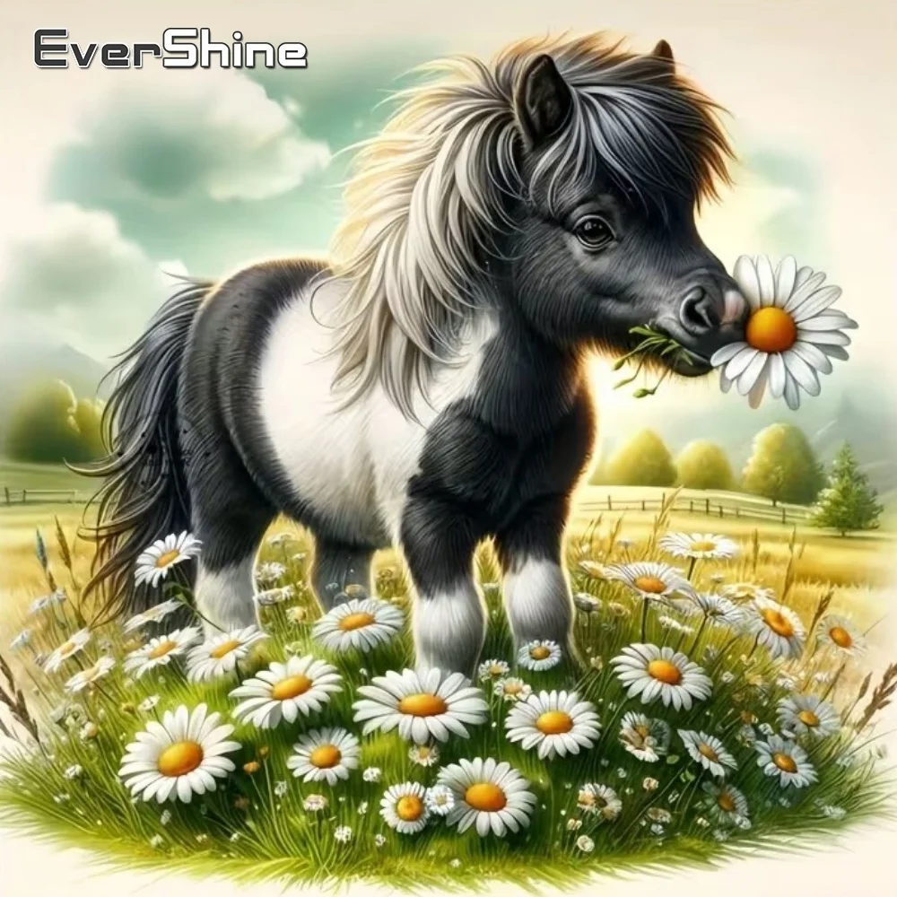 EverShine Vollquadratische und runde Diamant-Stickerei, Pferdemotiv, Tier-Cartoon, DIY-Nadelarbeit, Diamant-Mosaik, Blumenmuster, Kindergeschenk