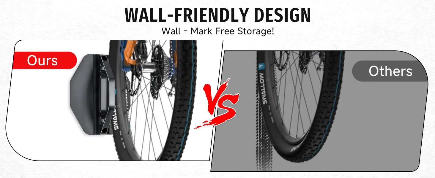 2er-Pack 150 ° Drehbarer Multifunktionaler Fahrradhalter Wandmontierte Aufbewahrungshalterung Vertikale Tragfähigkeit 66 lbs pro Halterung – Detail 5