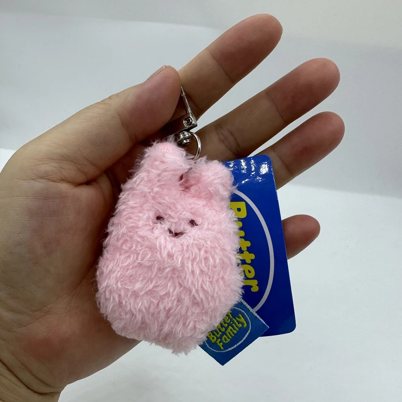 7cm korean fashion Anime Butter rabbit cute plush keychain Toy Animal Car keying Bag Pendant Stuffed Soft Doll Kid Birthday Gift