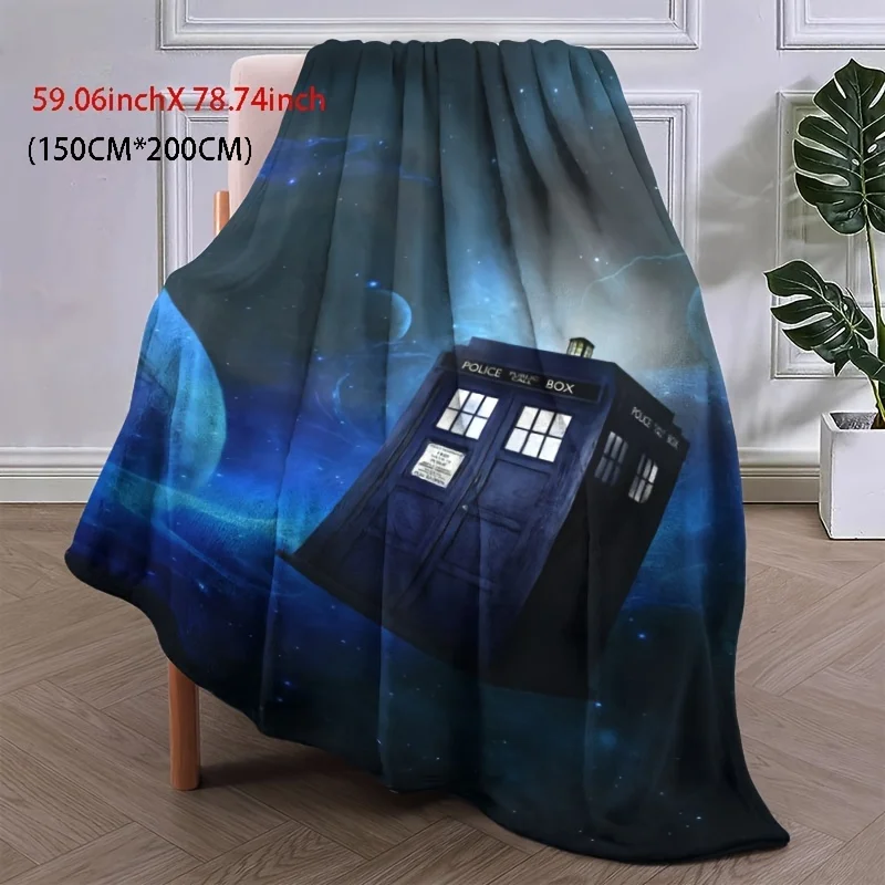 Whimsical  Box Print Fleece Throw Blanket - Soft, Warm & Cozy Flannel, Ideal for Couch, Bed, Office Nap, Camping