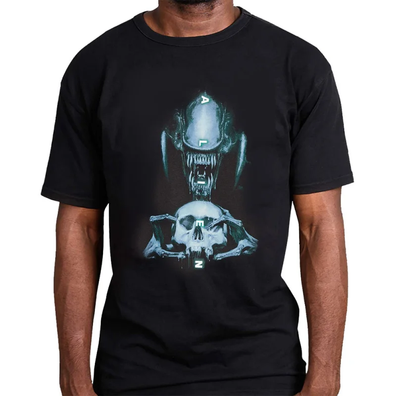 

Alien Xenomorph Metal Gift Shirt Unisex Goth Punk Tee Deathmetal Halloween 100% Cotton print Graphic Clothes All size Tops S-6XL