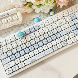 140 Keys/Set Ice Bear Keycaps DYE-SUB PBT SOA Profile Blue Anime Keycaps Alice layout for mechanical keyboard 2.25U 2.75U