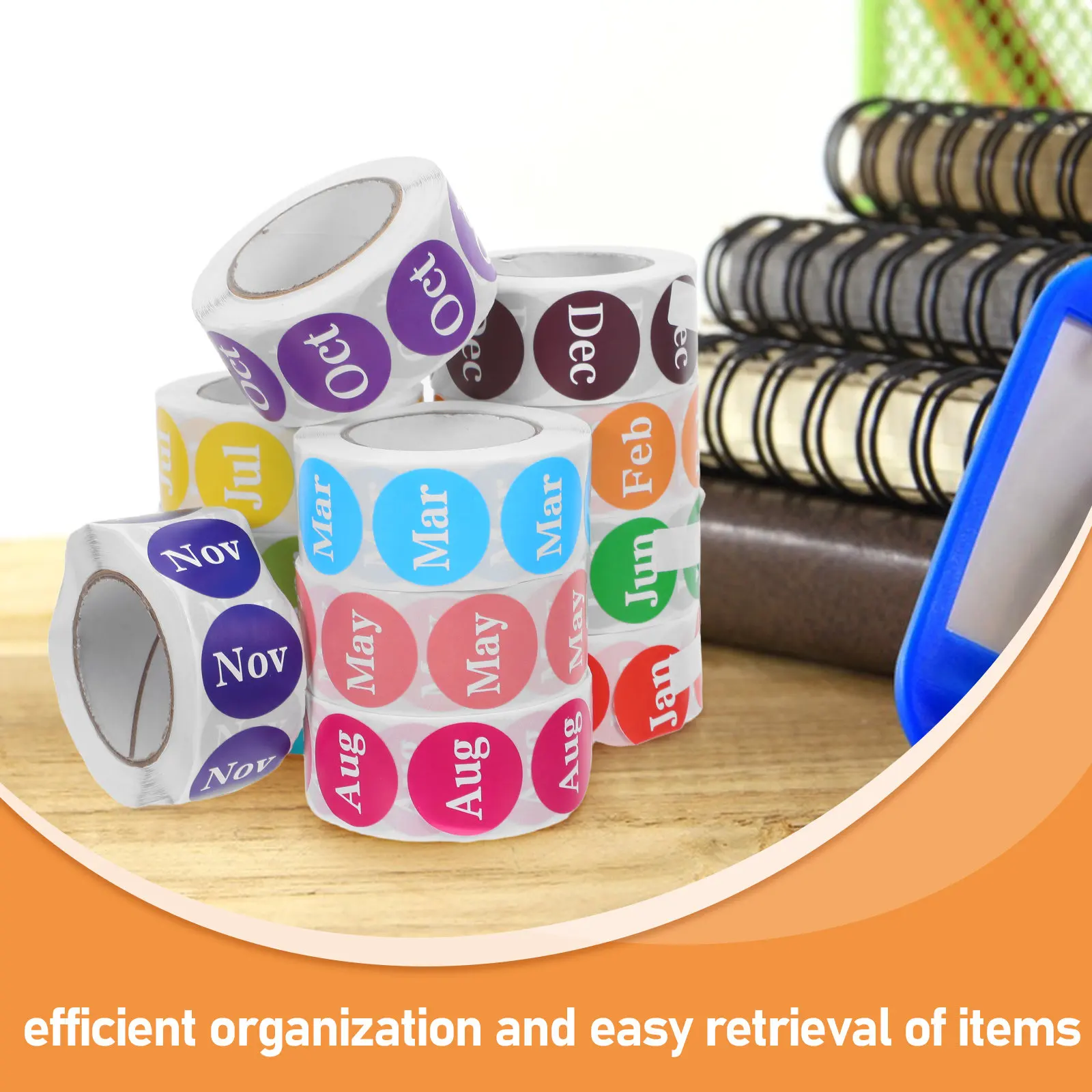 12 Rolls Month Stickers Color Coding Tags Scrapbook Adhesive Monthly Calendar Labels January to December Envelope Seals