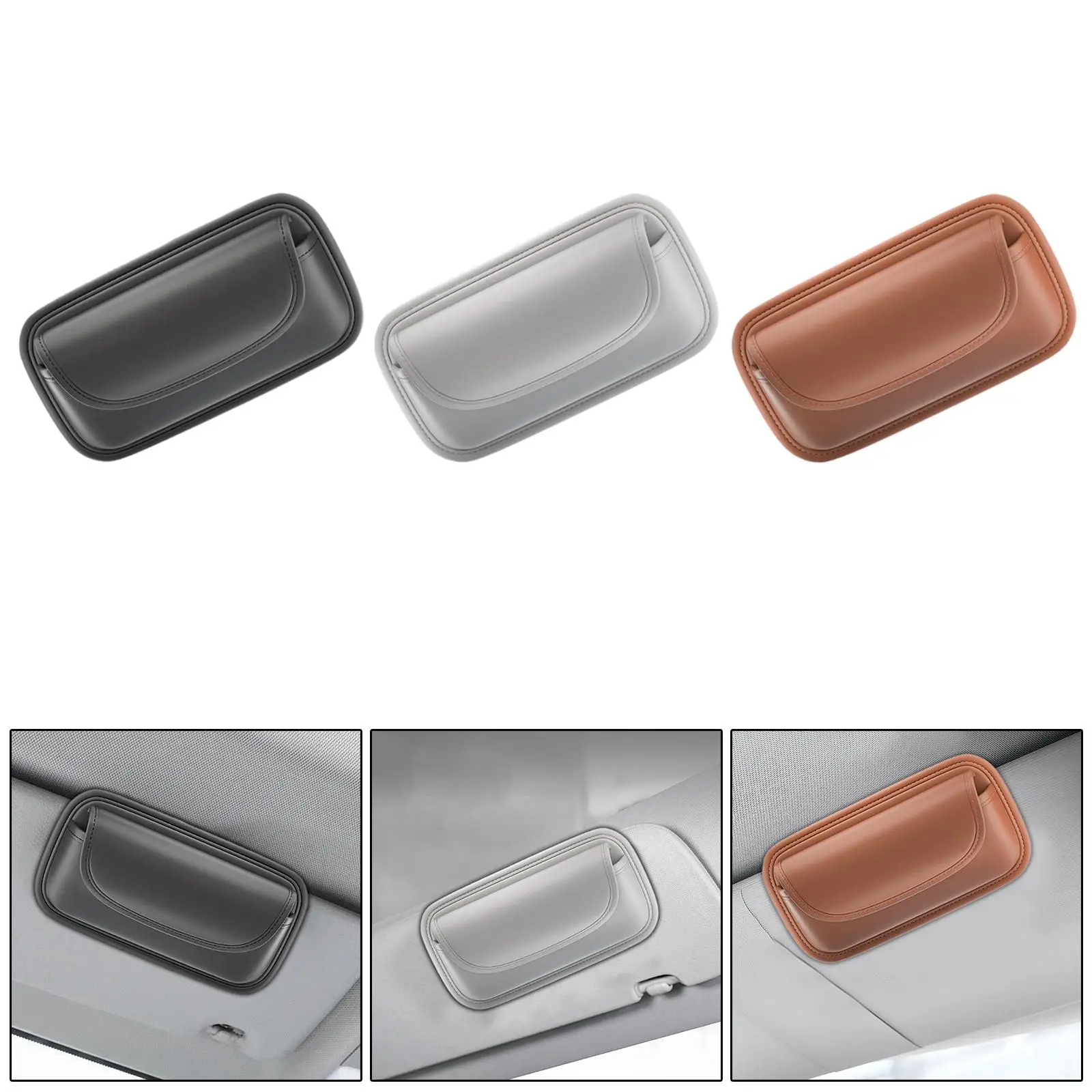 

Sunglasses Holder for Car Sun Visor Auto Eyeglasses Organizer with Metal Clips Car Visor Clip Sunglasses Case for Cards