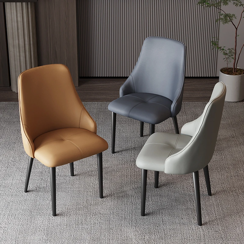 Light Luxury Dining Chairs, Modern and Simple Small-sized Apartment Backrest Chairs, Creative Leather Art Chairs view 3