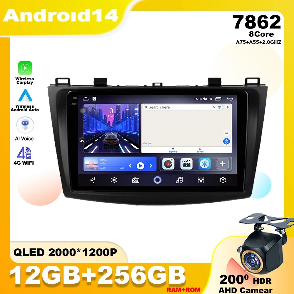 

Android 14 For Mazda 3 II For Mazda3 BL 2009 - 2013 Car Radio Multimedia Player Stereo Navigation GPS 4G WIFI Built-in Carplay