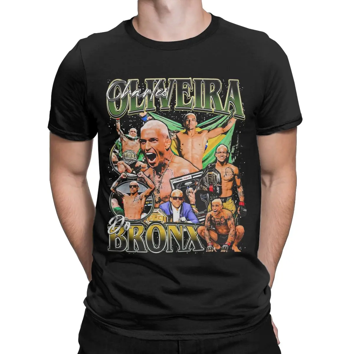 Camisa de boxeo de algodón para hombres y mujeres, camisa creativa de manga corta, accesorios de regalo, Charles Oliveira Do