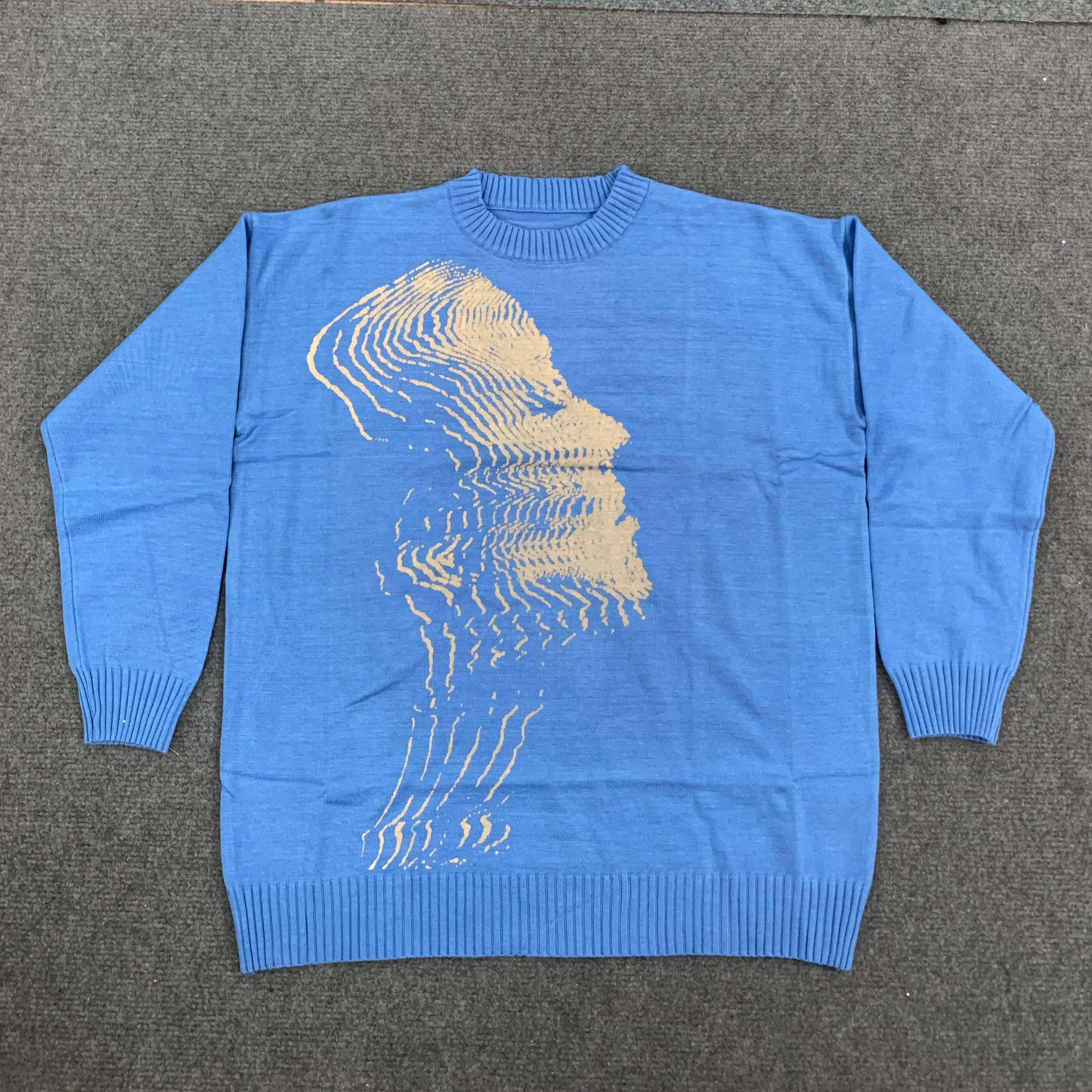 2025 Autumn Streetwear Sweater Men Women Cotton Knitwear Vintage Knitted Sweater Harajuku Ukiyo-e Style portrait patternPullover