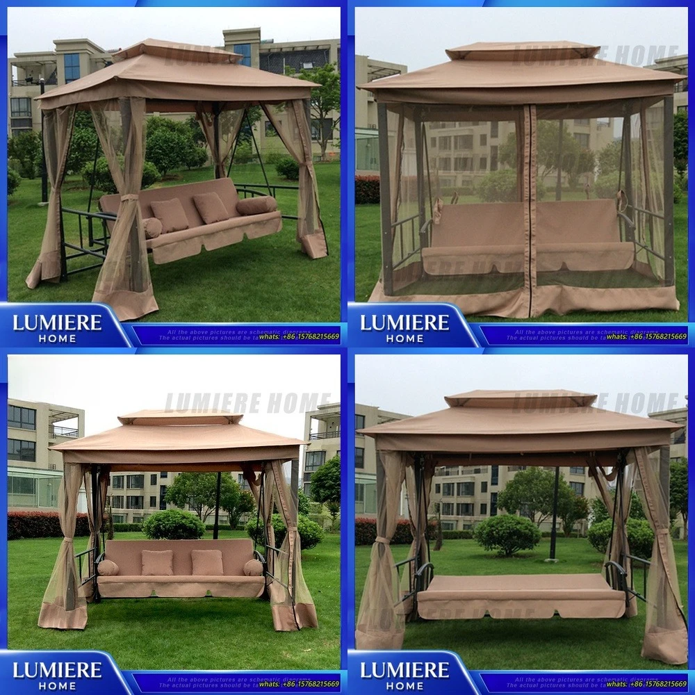 

Outdoor Swing Chair for Patio Balcony Garden Roman Style Hammock Swing Bed Hanging Seat with Weather Resistant Frame Heavy