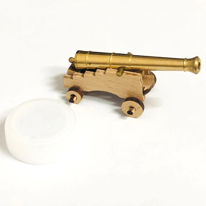 Metal Brass Cannon Wooden Sailboat Model Accessories Gun Carriage Components DIY Assembled Model Toys