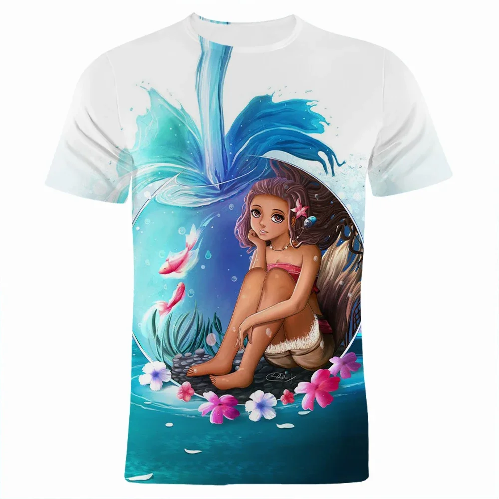 2024 Summer Movie Men\'s 3D Print T-shirts Moana Boy Girl Kids Cartoon T Shirt Short Sleeve Women Tee Tops