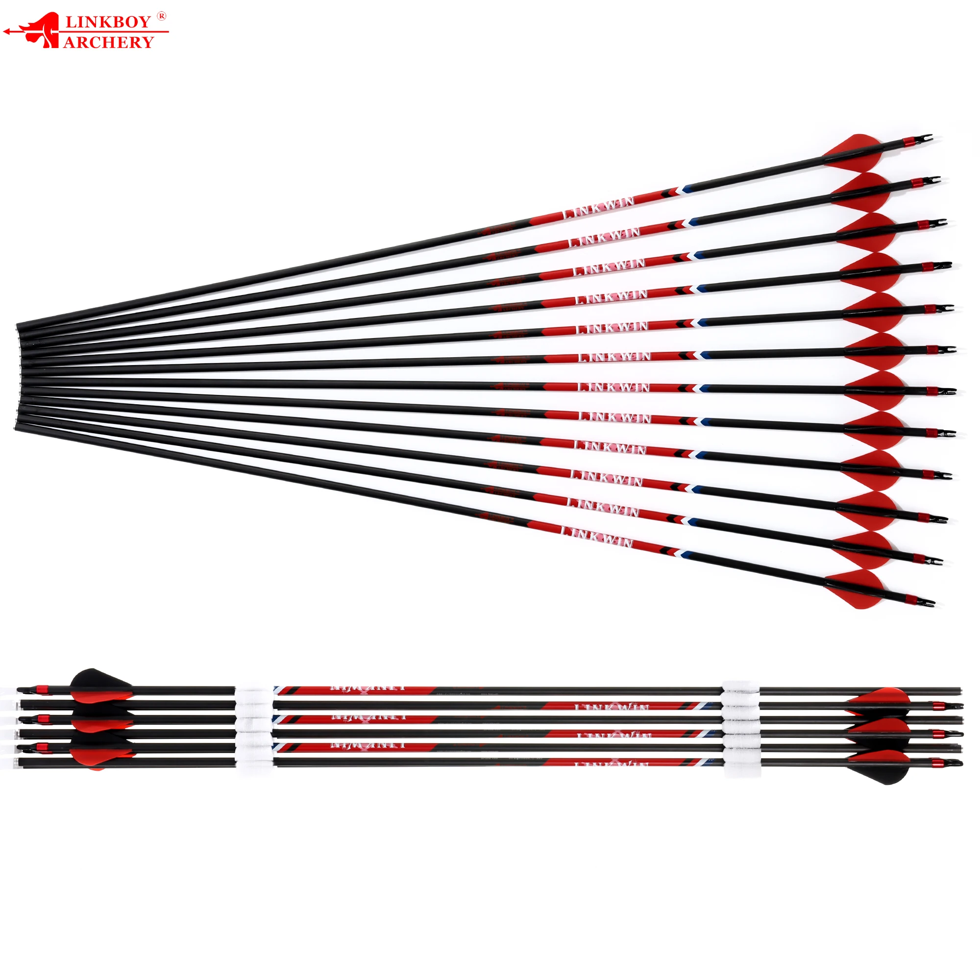 

Углеродные стрелы, 30 дюймов, позвоночник, 300, 340, 400, 500 для блочного лука, изогнутого лука, охоты или тренировок, стрельбы из лука