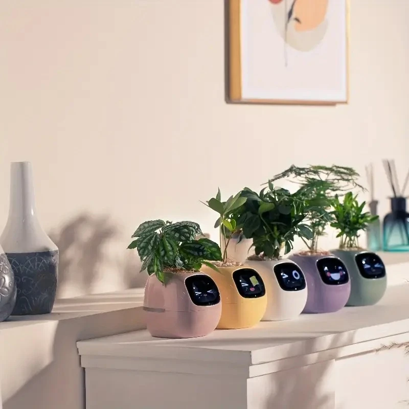 Strictly selected artificial intelligence AI pet flower pot planting robot plant care guide time temperature display flower pot