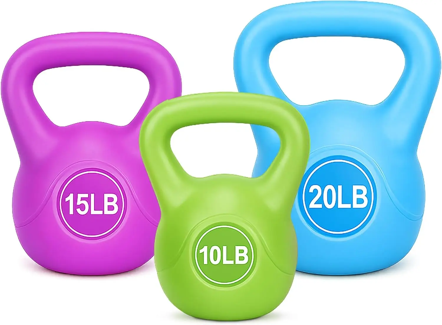 Kettlebell Set with Vinyl Coating, 30, 45, 50 and 75 lb Choices, Cement-Filled Strength Training Weights Featuring Ergonomic Grip and Color-Coded Design for Full Body Workouts at Home or Gym