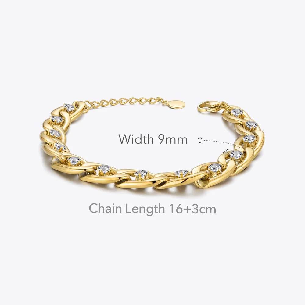 ENFASHION Zircons Chain Bracelet For Women Stainless Steel Elegant Bracelets Gold Color Fashion Jewelry Pulseras Friends B212228