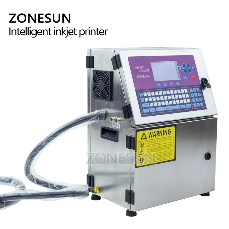ZONESUN طابعة نافثة للحبر أوتوماتيكية تاريخ الدفعة رقم لزجاجة مستحضرات التجميل كرتون ورقة بطاقة حقيبة بلاستيكية