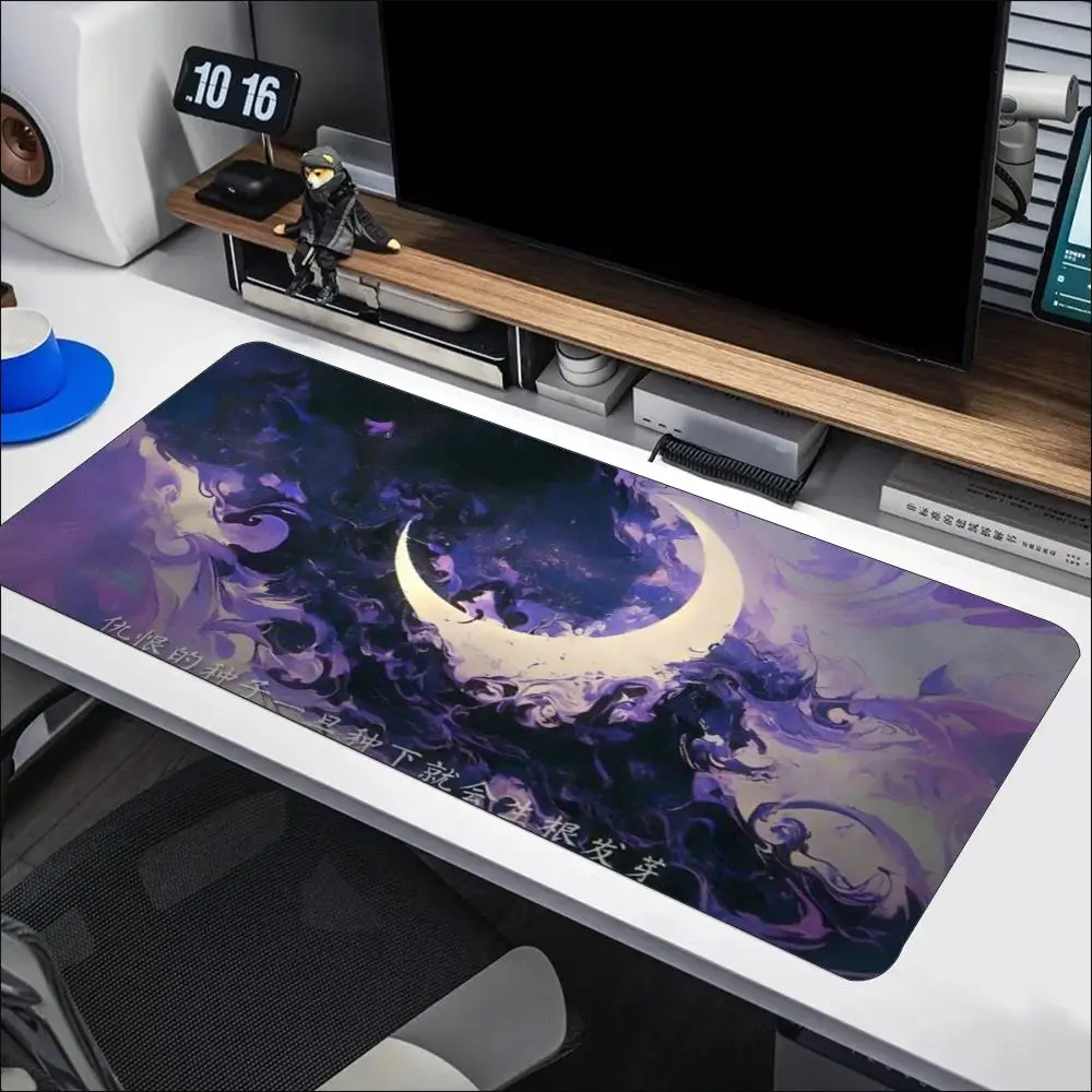 Purple Nebula Galaxy Space XXL Gaming Mouse Pad Non-slip Rubber Base Stitched Edges Desk Mat for Galaxy Space Fans Desktop
