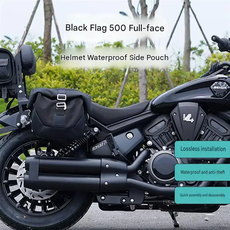 Benda DARK FLAG 500 Vintage Waterproof Canvas Motorcycle Side Bag Large-Capacity Travel Handguard Bag Modification Accessory