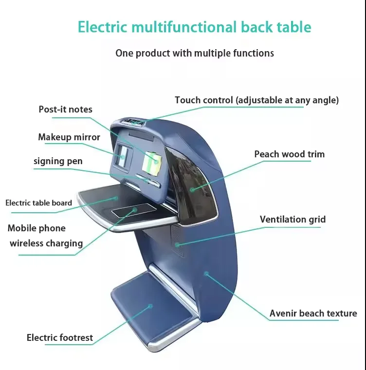 Luxury 12V Travel Trailer Seating Dinner and Work Table with Folding Seat Back for RV MPV Car Motor Home Seats