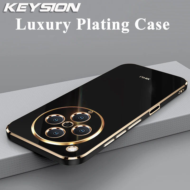 KEYSION Luxury Plating Case for OPPO Find X8 X8 Pro Soft TPU Silicone Square Shockproof Phone Back Cover for OPPO Find X8 Pro 5G