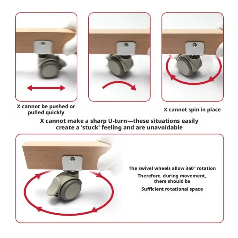 4 Pcs 2 Inch U-type 16/18/20/22/25mm Width Suitable for Cribs Universal Wheels Splint Crib Accessories Furniture Pulleys Silent