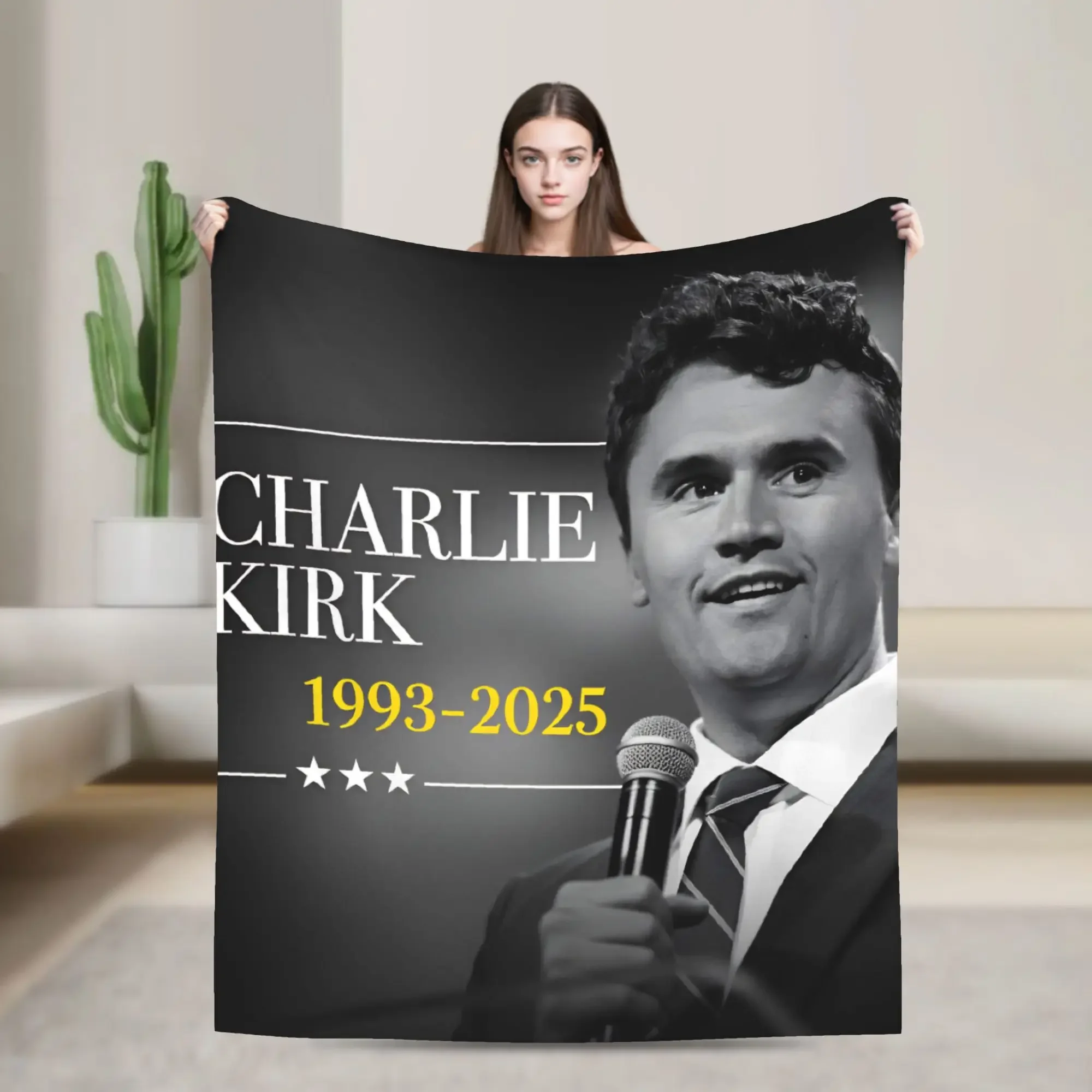 

Супермягкое одеяло для кемпинга Charlie Kirk, забавное покрывало для улицы
