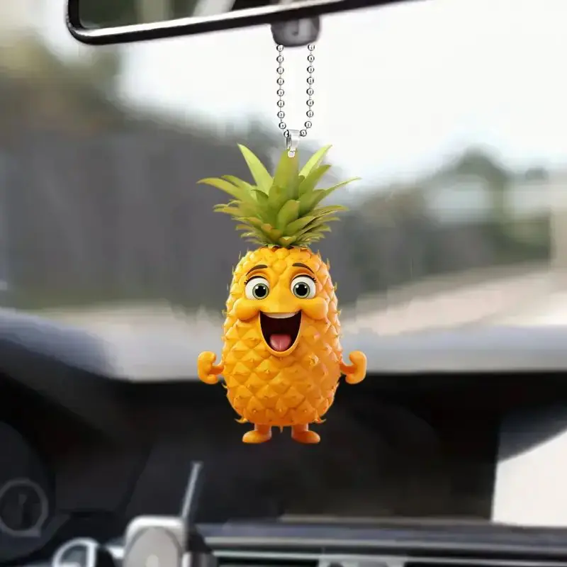 2D Acrylic Car Pendant Car Ornament Accessories Fruit Pineapple Decoration