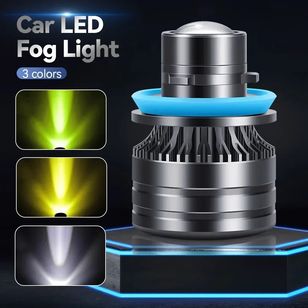 12V Laser Lens H7 H8 9006 9005 Car Headlight 35W Led Fog Light Bulb LED Fog Lamp 9800LM White Yellow Green Fog Light