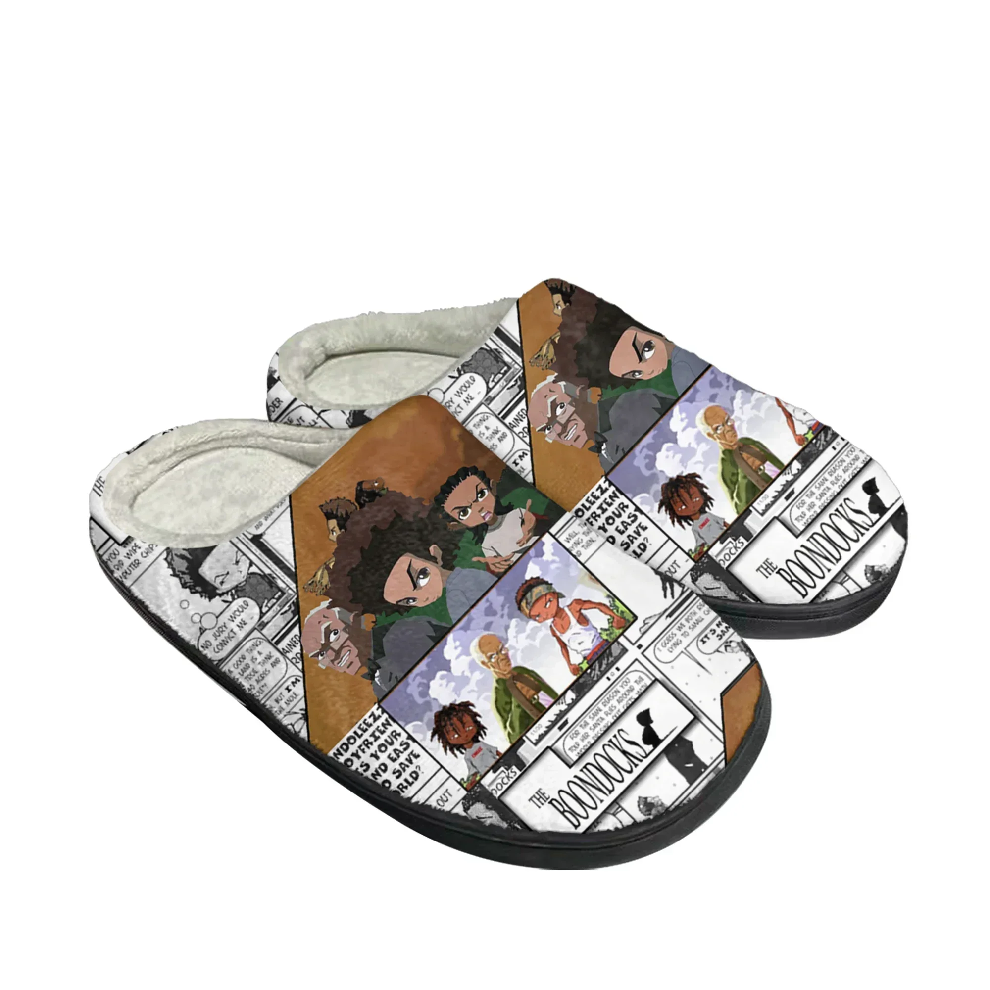 

Boondocks Huey Riley Freeman Home Cotton Slippers Men Women Youth Boy Girl Plush Bedroom Keep Warm Shoes Custom Indoor Slipper