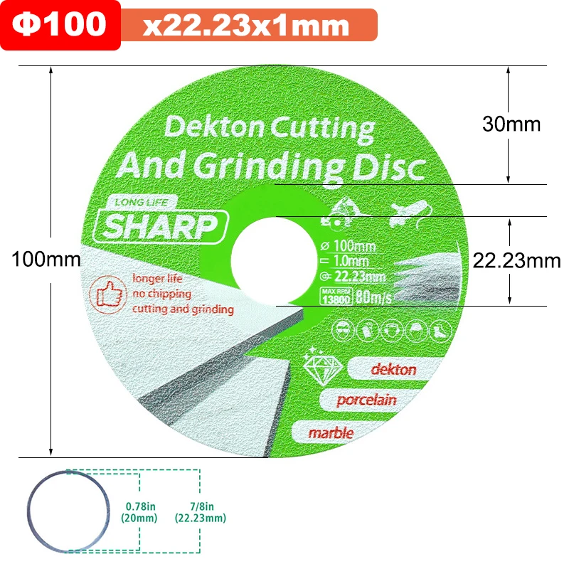 Diamant Marmer Zaagblad Keramische Tegel Jade Speciaal Polijsten Snijblad Scherp Solderen Glas Doorslijpschijf φ100-125mm x22.23mm