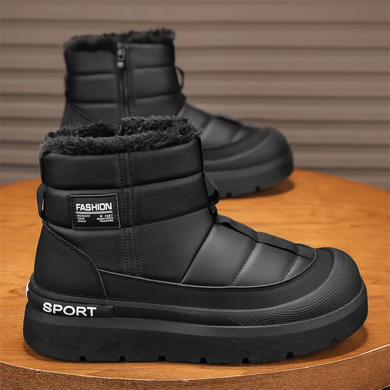 Men's Winter Warm 5CM Snow Boots Waterproof Anti-slip Cotton Anti-Collision Padded Thickened Platform Ankle Boots