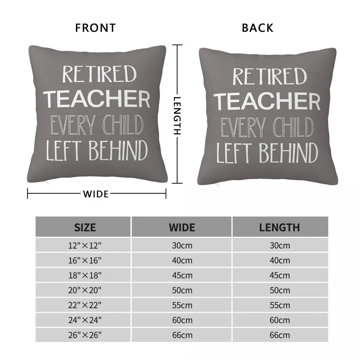 Retired Teacher Every Child Left Behind Pillowcase Polyester Linen Velvet Printed Zip Decorative Throw Pillow Bed Cushion Cover