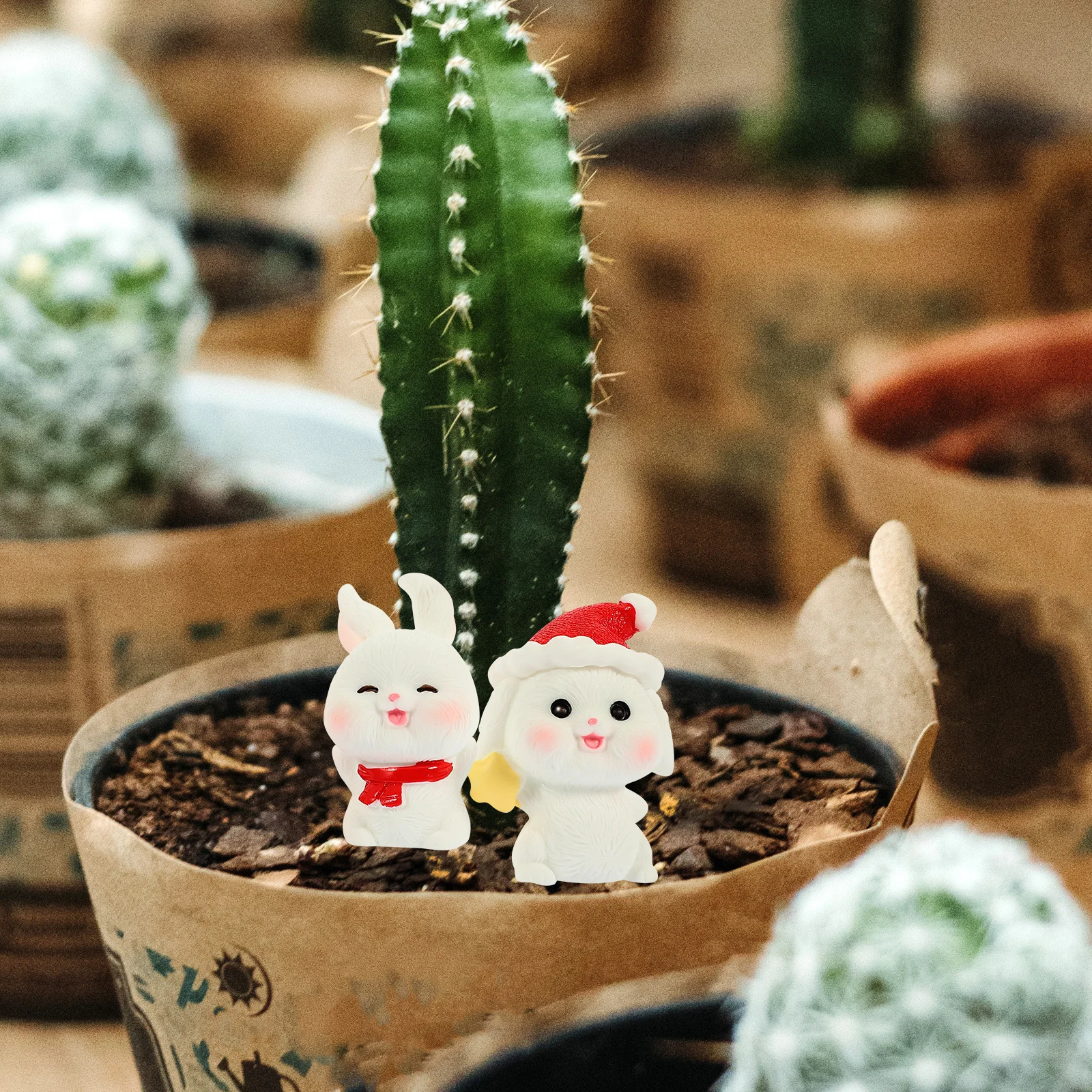 

10Pcs Snow Sled Rabbit Statue Adorable Tiny Rabbit Christmas Decor Miniature for Bookcase Wall Shelf Bedside Table Gift Bags