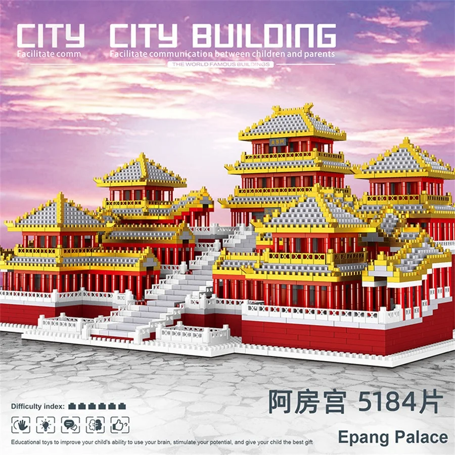 New LEZI Mini Blocks Chinese Style Architecture Castle Palace Tower Building Bricks Fun Toys for Children Gifts Girl Present