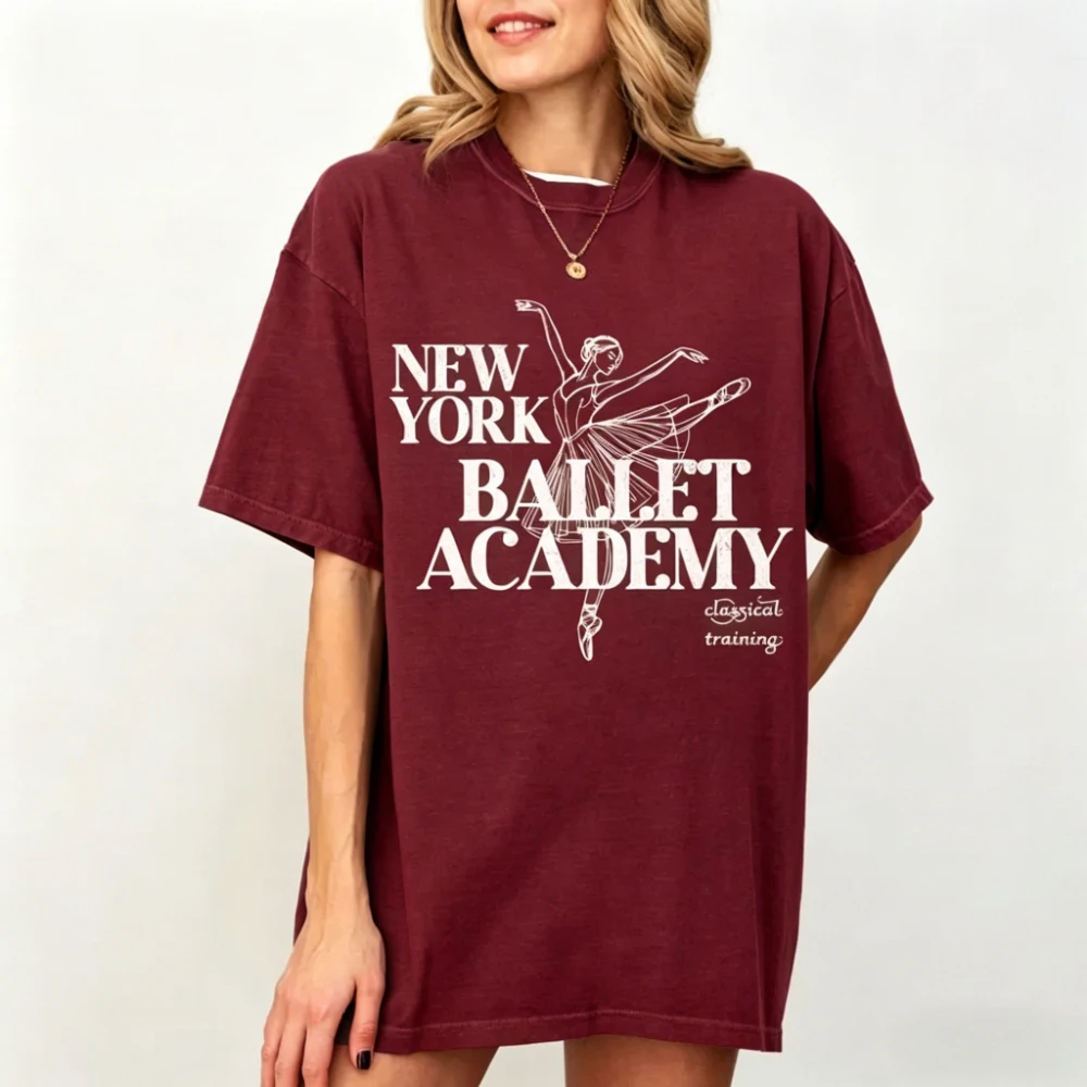 New York Ballet Academy Graphic Shirt Retro College Style Classical Ballerina Line Art Ballet Dancer Gift Casual Streetwear