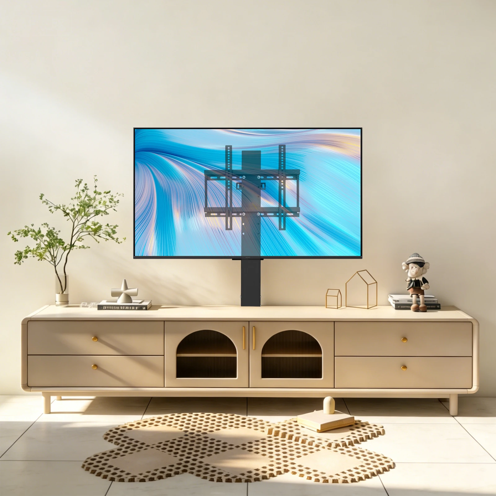 Automatic Lift TV Bracket, Height‑Adjustable Motorized TV Stand, Electric TV Lifting Mount for Indoor Home Furniture