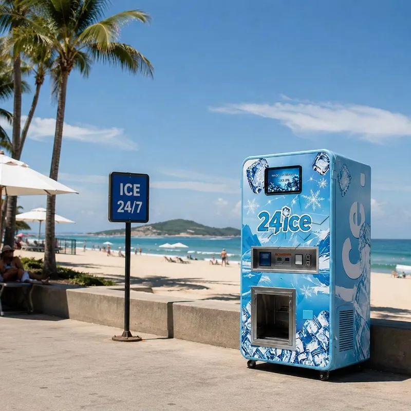 Outdoor self-service automatic bagging ice water vending machine is corrosion-resistant and suitable for high humidity areas