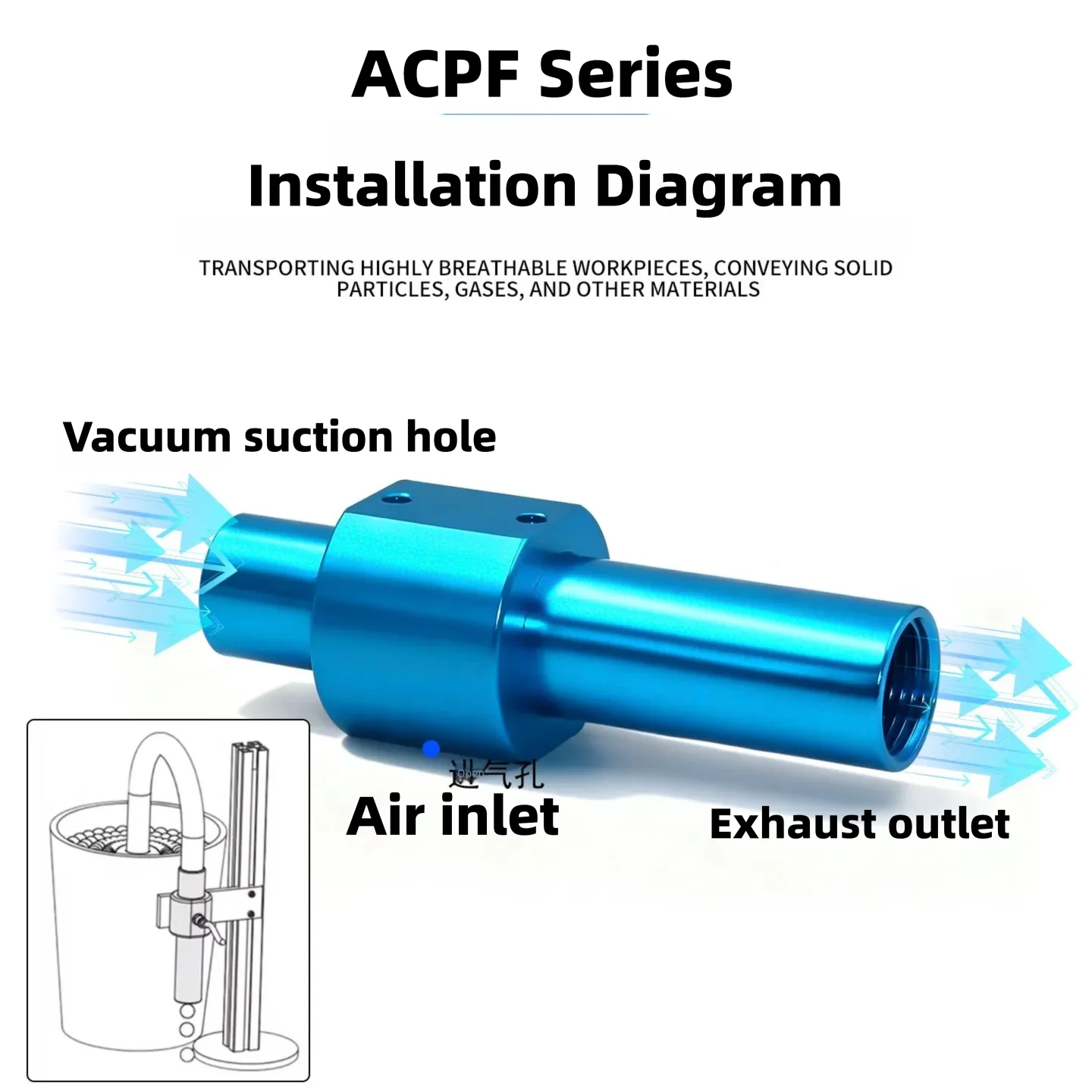 Pneumatic Large‑diameter Pipeline Powder Conveying Vacuum Generator ACPF2‑3 3‑3 5‑6 7‑6 High‑Flow 15‑3