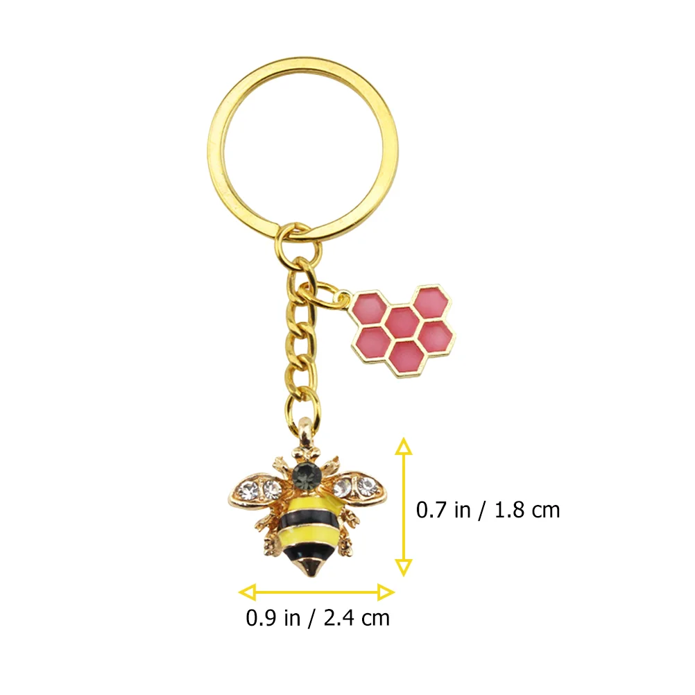 Cellular Bee Key Chain Decor Yellow Hanging Prop Alloy Handbag Backpack nament Trendy Key Hanging Decor Accessories