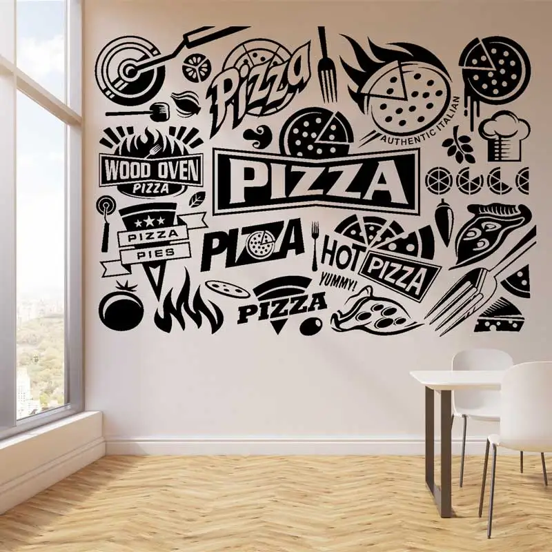 Italian Food Commercial Pizzeria Vinyl Wall Stickers Pizza Restaurant Doors And Windows Shop