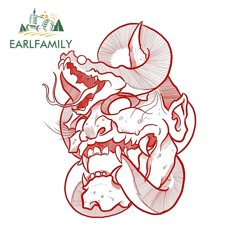 EARLFAMILY 13cm × 10.2cm Japanese Tattoo Design Car Stickers Unique Attractive Pattern Decals Waterproof Car Occlusion Scratch