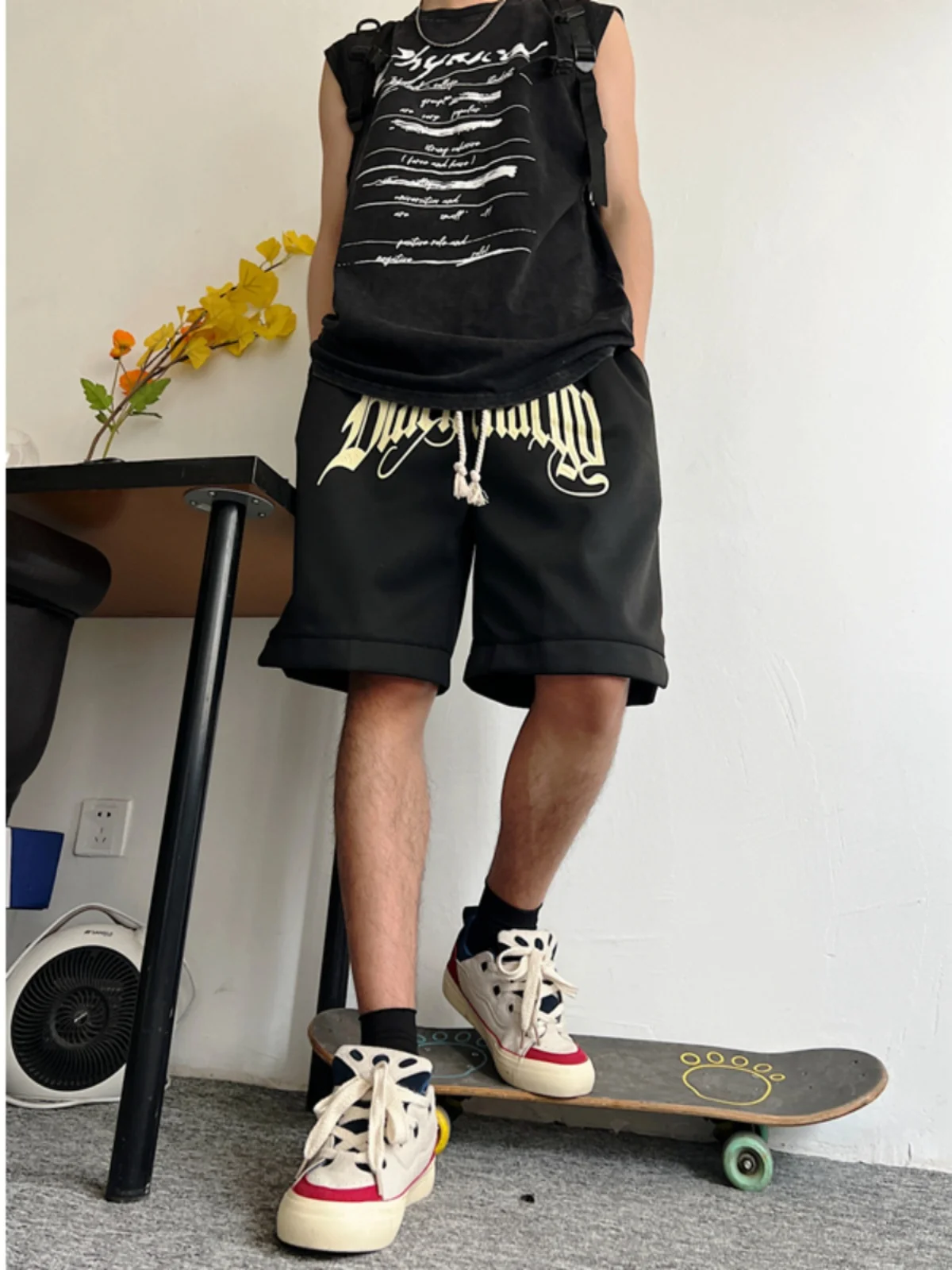 

Спортивные штаны Bla Sports для мужчин, летние, в американском уличном стиле, с буквенным принтом, баскетбольные, молодежные, для бега, длиной до колена, повседневные