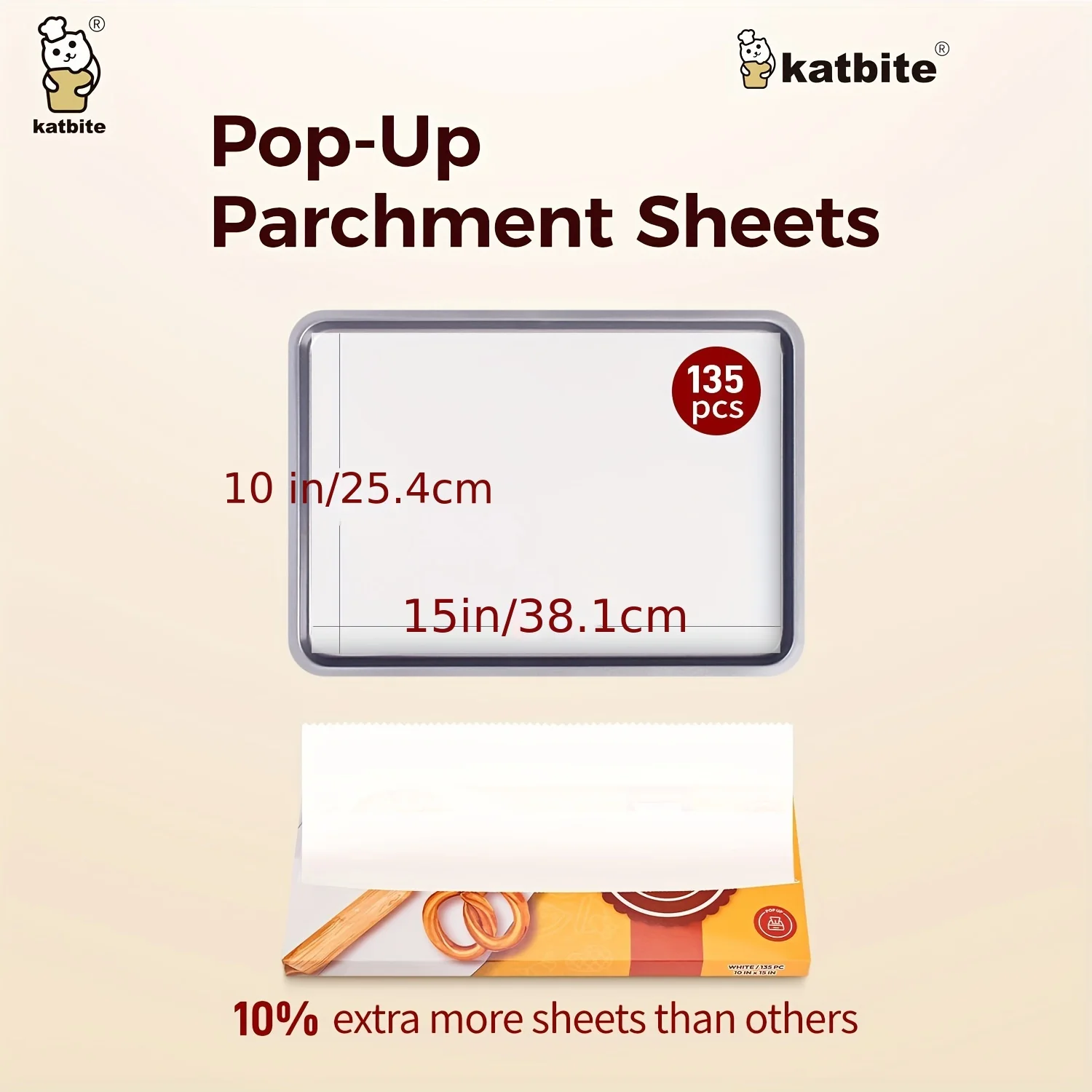 Katbite 135 Sheets of Baking Withdrawable Parchment Paper, Pre Cut Baking Biscuit Withdrawable Parchment Paper