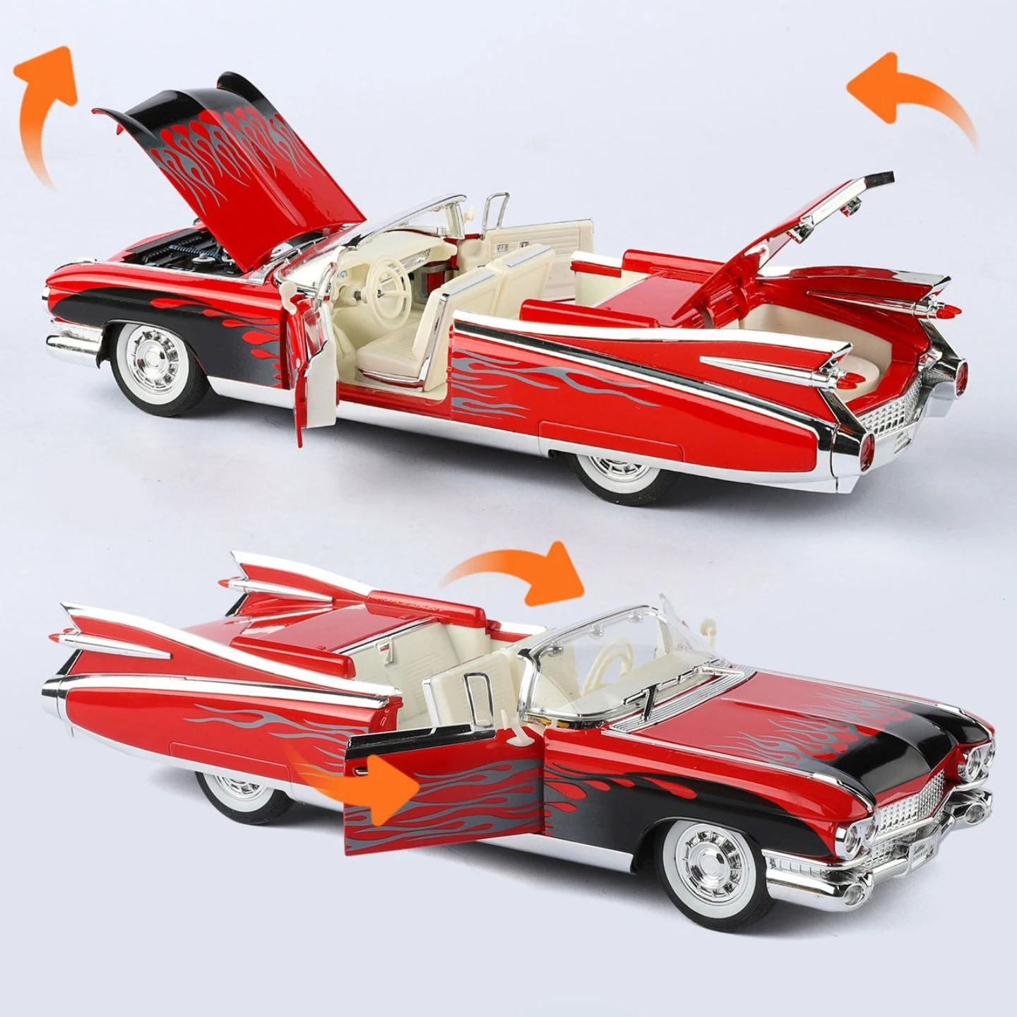 

1:24 Retro alloy sports car model convertible car ornaments acousto-optic pull back toy car