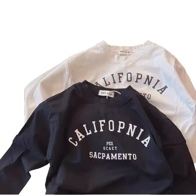 1 الأطفال تي شيرت 2025 الخريف طويلة الأكمام تي شيرت إلكتروني طباعة طاقم الرقبة المألوف العصرية تنوعا قاعدة طبقة أعلى