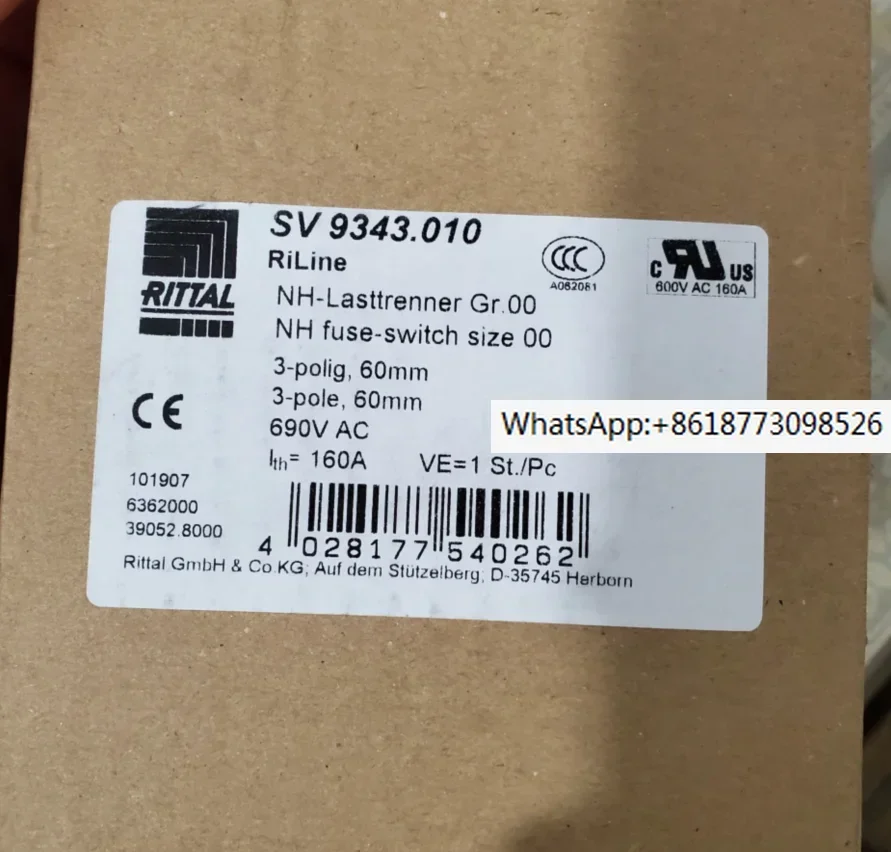 

Предохранитель Rittal NH00/690V/160A SV9343.010 9343.030 01298.000